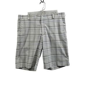 Nike Dri-Fit Men's Off White Plaid Golf Shorts Size 36" x 11" 61024-0815
